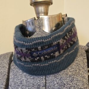 Columbia Vintage Wool Teal And Purple Fleece Winter Headband Ear Cover Women's